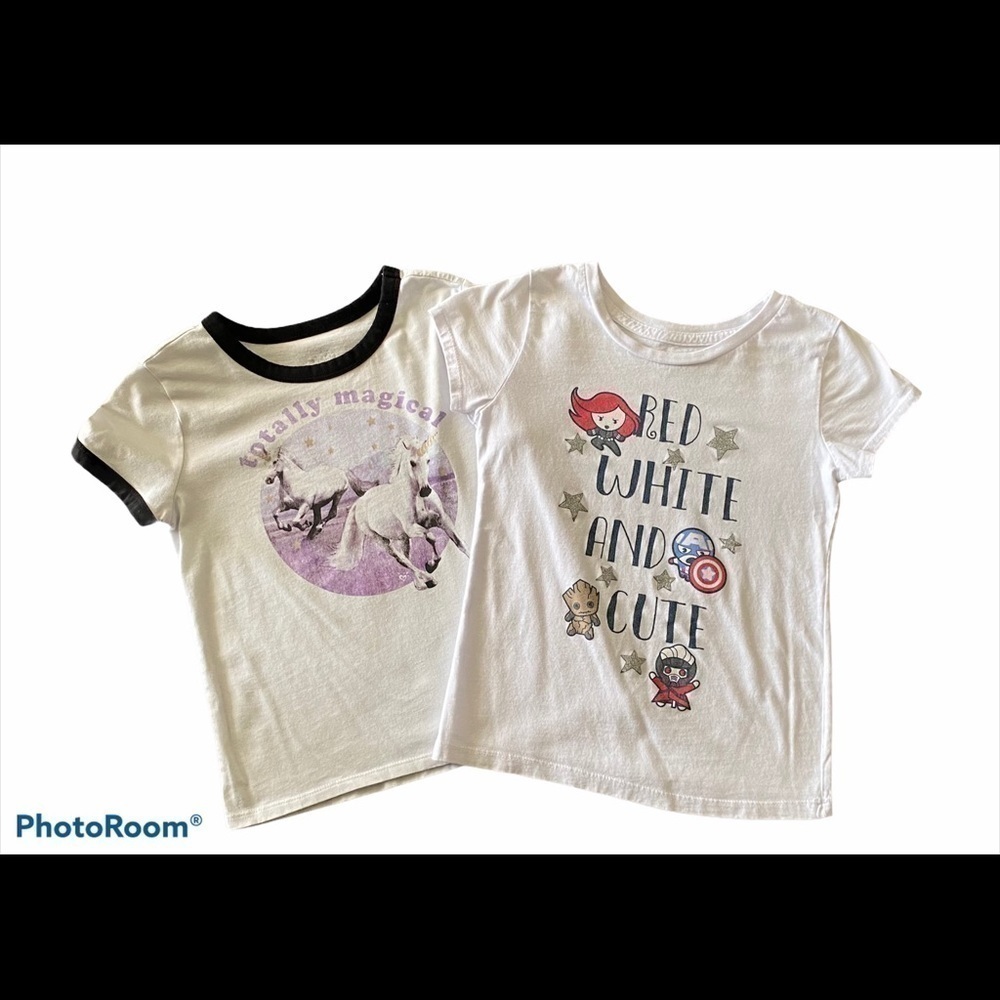 TWO GIRLS TOPS-JUSTICE UNICORN-MARVEL